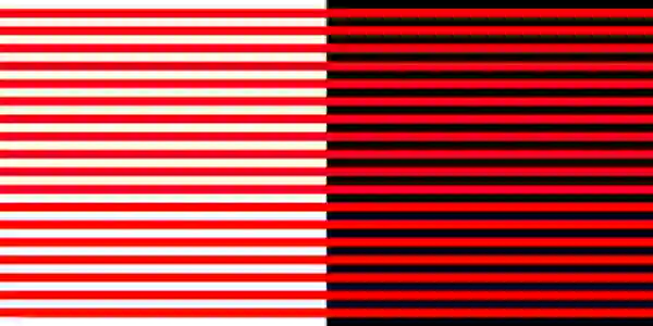 Red seems lighter on the left than right Red seems lighter on the left than right